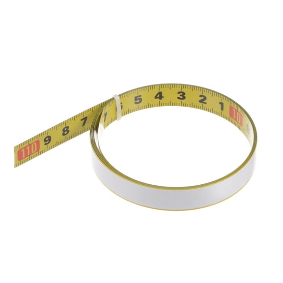 Self Adhesive Tape Measure 100cm Metric Right to Left Read Measuring Tape Steel Sticky Ruler, Yellow