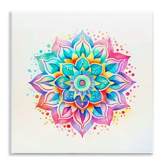 Stupell Industries Magic Rainbow Mandala Abstract Painting Unframed Art Print Wall Art, 12 x 12