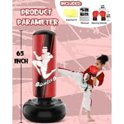 Punching Bag for Kids , 66 Inch Inflatable Freestanding Punching Bag for Teen, Boxing Bag with Boxing Gloves for Practicing MMA Karate Taekwondo and Relieve Pent Up Energy(Red)