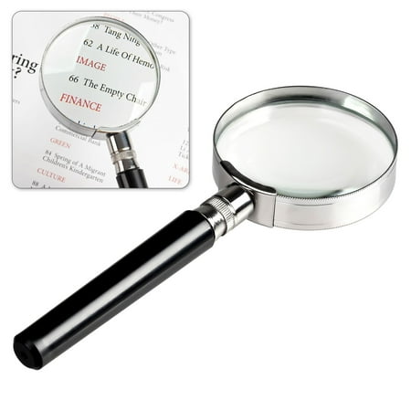 Insten 10X Magnifying Glass, 2 Inch Handheld Glass Reading Magnifier for Small Print and Maps, Close Examination of Small Objects (Black)