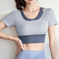 thumbnail image 3 of aidice Yoga Tops for Women Summer Round Neck Short Sleeve Cropped T Shirts Quick Dry Breathable Workout Tops, 3 of 5