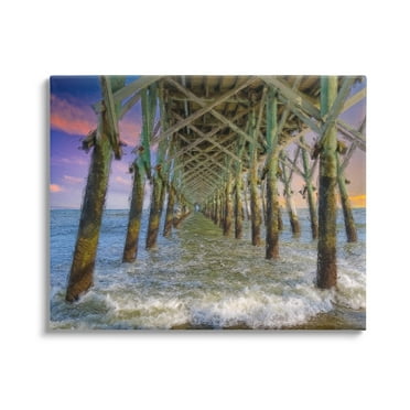 Stupell Industries Ocean Foam Underneath Boardwalk Bridge Dock Sunset Canvas Wall Art, 40 x 30, Design by Daniel Sproul