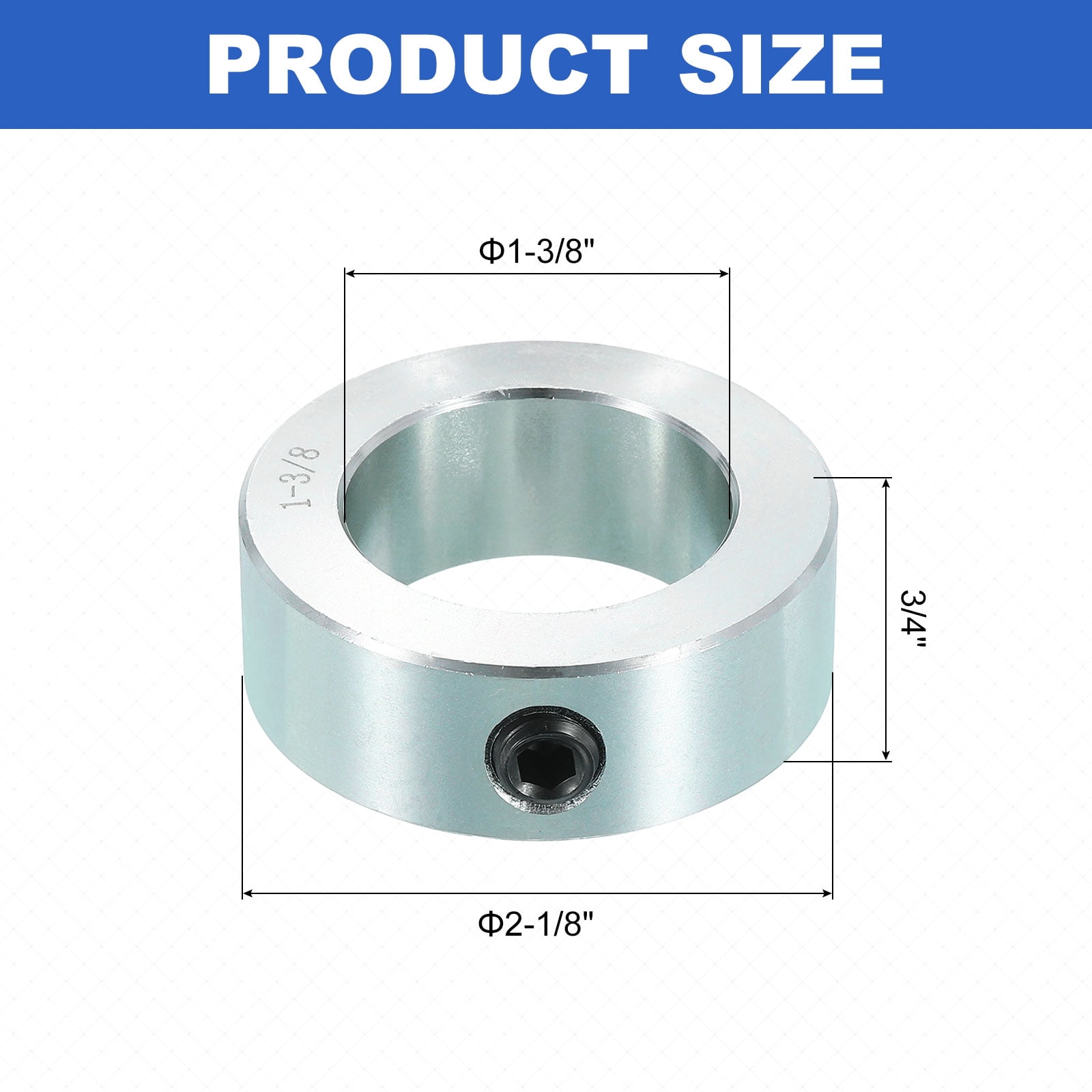 8pcs Set Screw Collars 1-3/8" Bore Carbon Steel Shaft Collars, 2-1/8" OD, 3/4" Width Lock Axle Collar Clamp