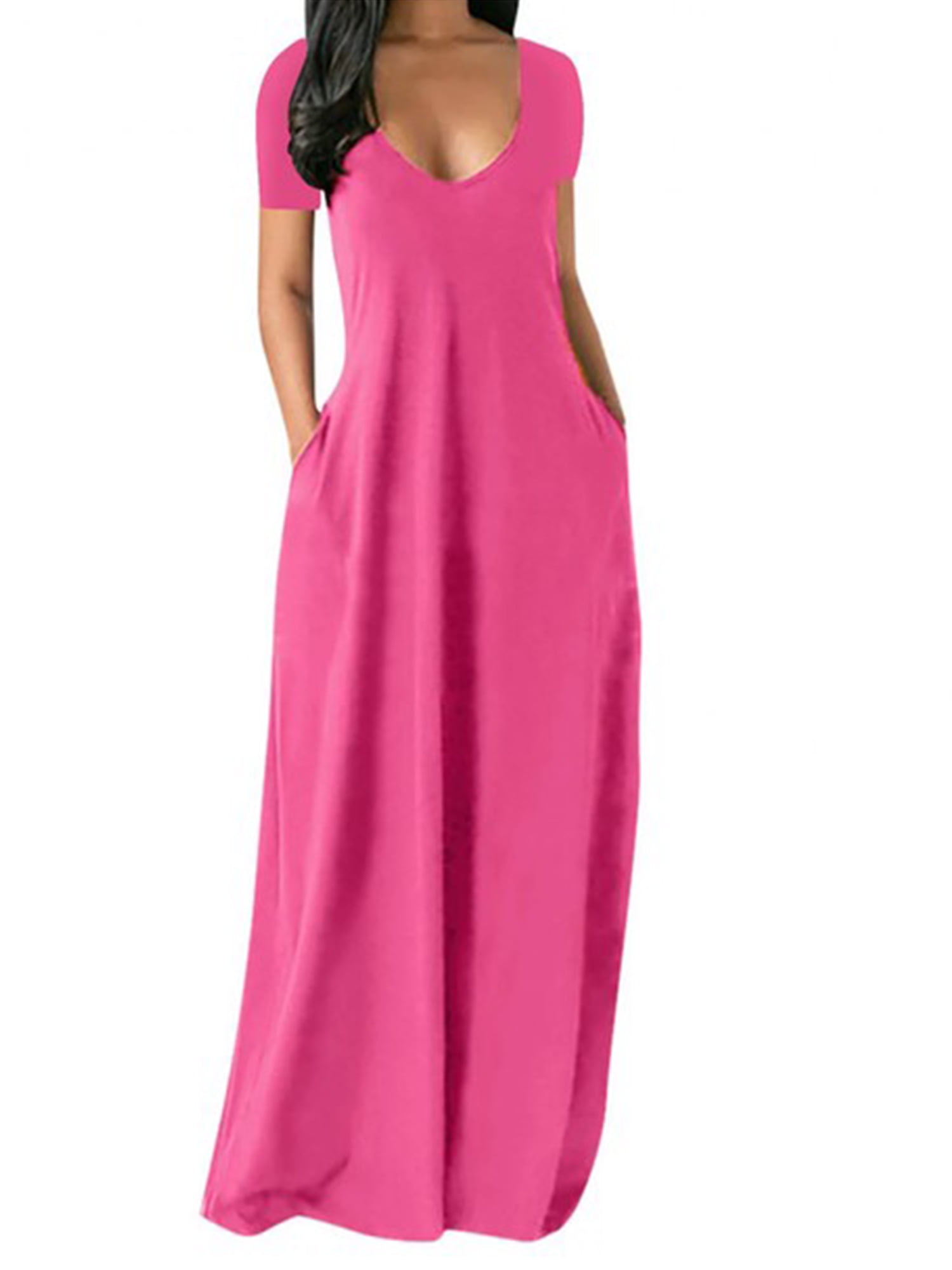 Nightgown for Womens Sleepwear Pockets Loose Long Dress Comfy