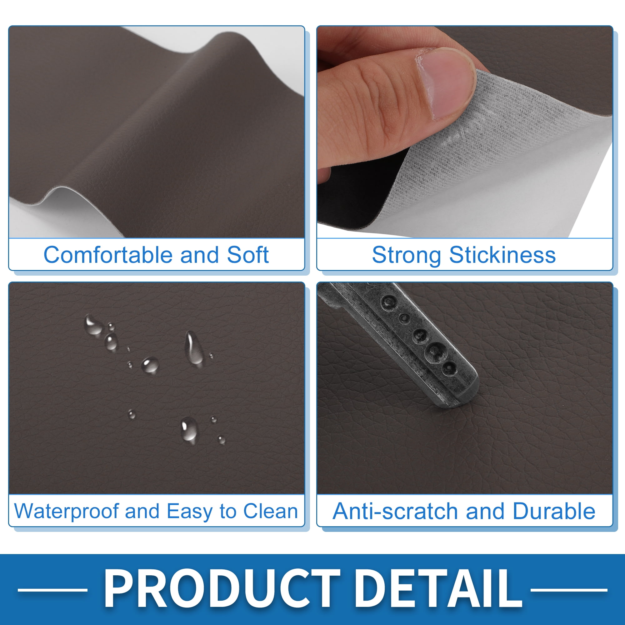 Unique Bargains Self Adhesive Leather Repair Patch Strong Stickiness Leather Repair Tape Leather 1 Pcs Coffee 17" x 395"