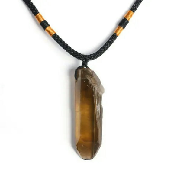 1PC Natural Irregular Smokey Quartz Necklace Crystal Pendant Stone Reiki Healing