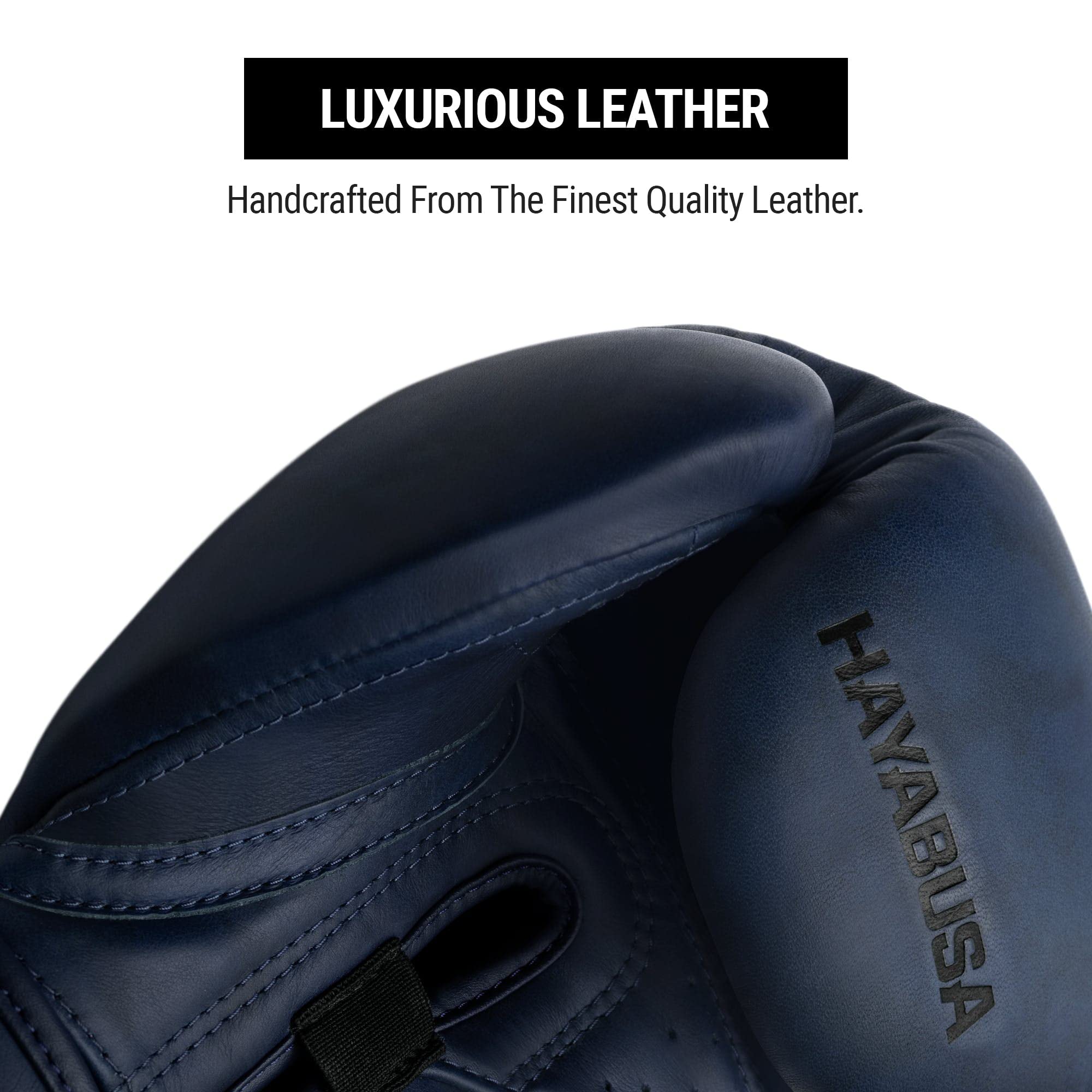 Hayabusa T3 LX Leather Boxing Gloves Men and Women for Training Sparring Heavy Bag and Mitt Work - Indigo, 16oz