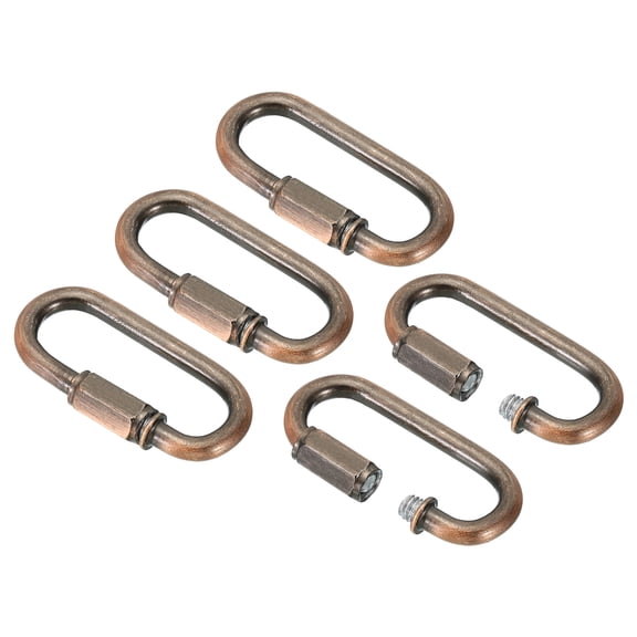 Uxcell 5mm Steel Chain Quick Links Screw Locking Chain Connector Ring Hook Clips 88 Lbs Red Bronze 5 Pack