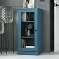 thumbnail image 3 of Palace Imports 100% Solid Wood 3-shelf Bookcase with Adjustable Shelves and Clear Glass Door, Teal Blue, 3 of 6