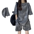 thumbnail image 4 of Conjunto de ropa deportiva para mujer Nikou elegante camiseta de manga corta pantalones cortos hasta la rodilla gris L, 4 of 15
