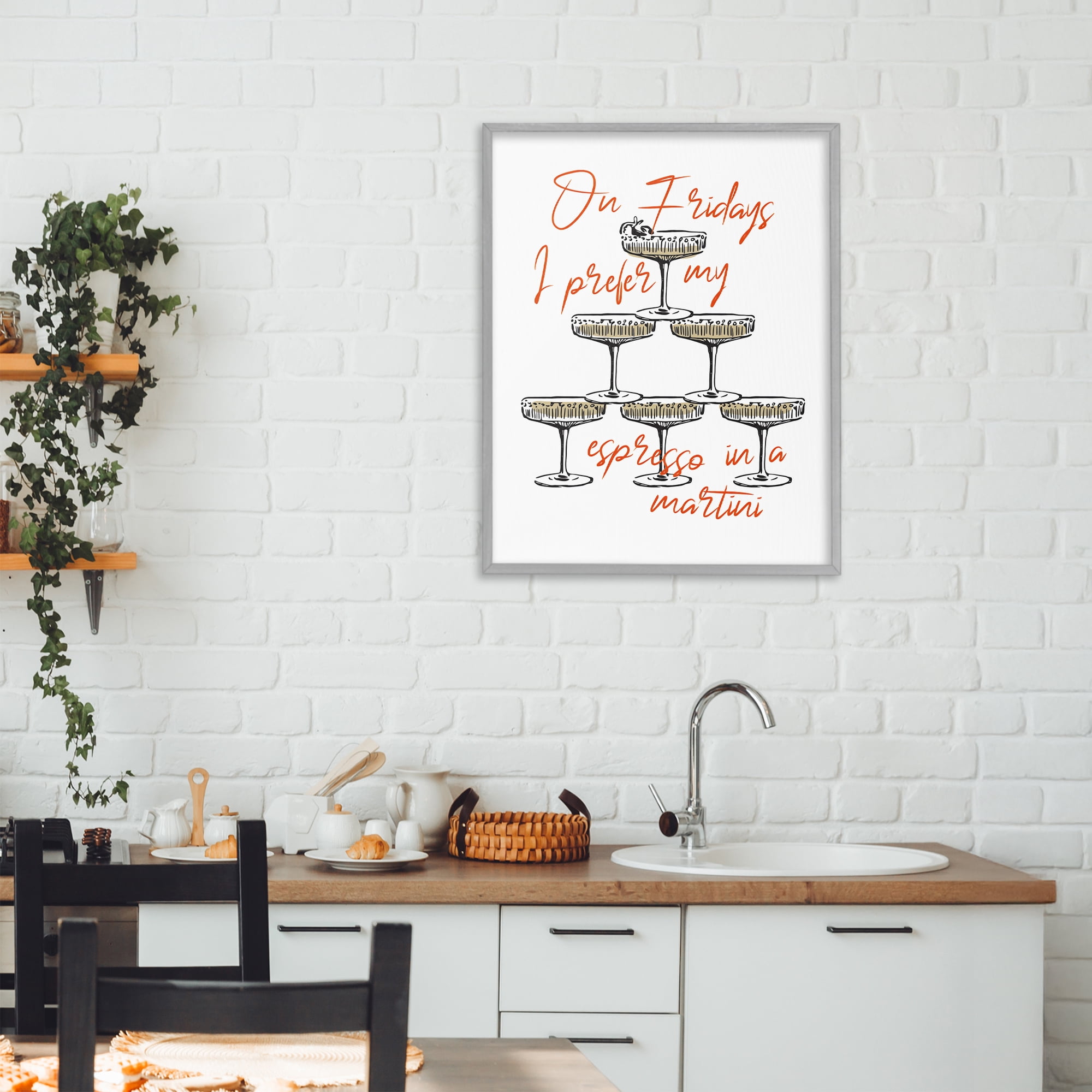 Stupell Industries On Fridays Espresso Martini Gray Framed Giclee Art, design by The Prints Vibe
