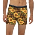 thumbnail image 2 of Xecao Yellow Black Plaid Sunflower Print Boxer Briefs for Men's Stretch Moisture-Wicking Underwear, Mid-Rise Classics breathable fabric, 2 of 7