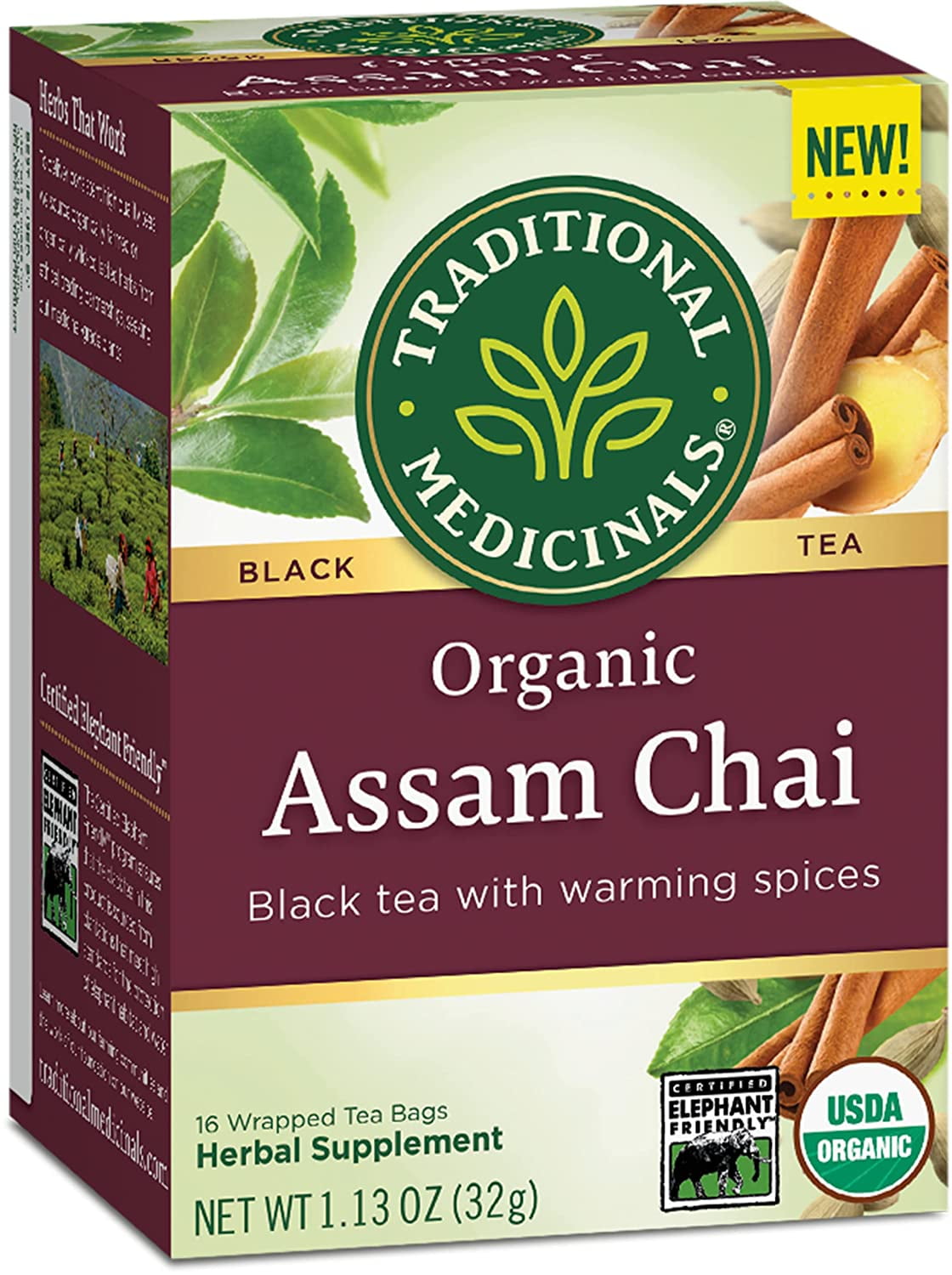 Traditional Medicinals, Organic Assam Chai Black Tea, 1.13 Ounce ( Pack Of 3.)