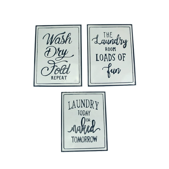 Mayrich Metal Laundry Signs Wall Art Room Decor Home Accessories (Set of 3)