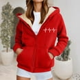 thumbnail image 4 of Fleece Lined Thick Hoodies for Women 2025 Winter Long Sleeve Zip Up Graphic Hooded Sweatshirt with Pockets Jacket Coat, 4 of 5