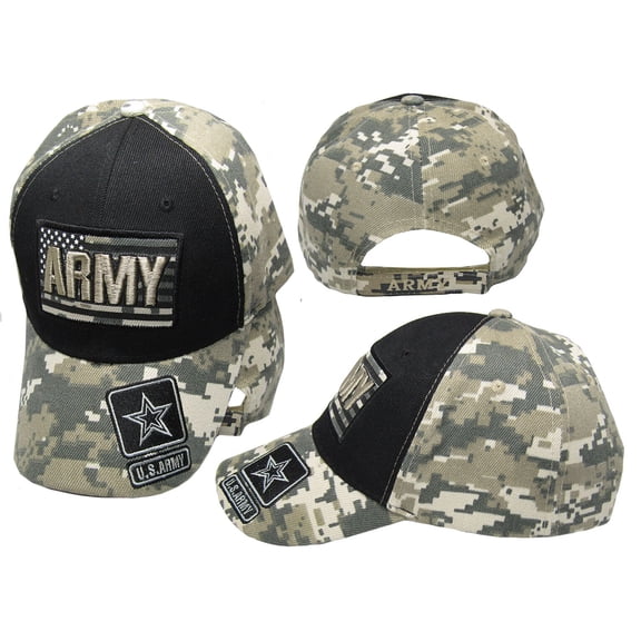 US ARMY USA FLAG STAR BALL CAP HAT ACU CAMO