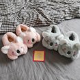 thumbnail image 3 of Cartoon Winter Slippers Kawaii Koala Plush Shoes Soft Sole Warm Flat Home Cotton Casual Shoes Couples Non-slip Pink Grey, 3 of 5