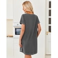 thumbnail image 3 of Ekouaer Cotton Nightgowns for Women 3 Pack Night Gown Short Sleeve Sleepshirts V Neck Sleepwear Soft Tshirt Pajama Dress, 3 of 6