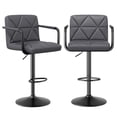 thumbnail image 5 of Daluvenix Bar Stools Set of 2， PU Leather Adjustable Swivel Barstools，Hydraulic Counter Height Bar Chairs with Armrest Back for Kitchen Island，Gray, 5 of 9