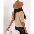 thumbnail image 3 of Jersey Goranbon Puff de manga corta para mujer, color caqui, 3 of 6