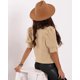 thumbnail image 3 of Jersey Goranbon Puff de manga corta para mujer, color caqui, 3 of 6