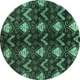 thumbnail image 1 of Ahgly Company Indoor Round Abstract Turquoise Blue Modern Area Rugs, 6' Round, 1 of 4