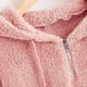 thumbnail image 5 of Sudadera corta con cremallera y capucha de felpa de manga larga suelta sólida para mujer Fridja fksj4092, 5 of 6