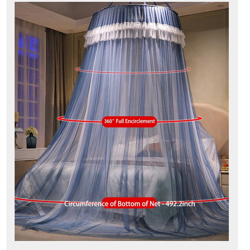 Kadahis Bed Canopy for Girls & Adults, Elegant Double Layer Bed Curtain Canopy Drapes, Round Dome Lace Princess Canopies Netting