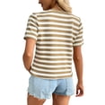 thumbnail image 6 of ClodeEU Women's V Neck Striped Short Sleeve T-Shirt, Casual Loose Fit Summer Tee Khaki,Women's Plus L, 6 of 7