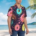thumbnail image 5 of Balery Donuts1 Print Men's Hawaiian Shirts Short Sleeve Beach Shirt Relaxed Fit Vacation Button Down Shirts-Small, 5 of 9