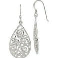 thumbnail image 1 of Sterling Silver Polished Filigree Dangle Earrings (47 X 19) Made In India qe9097, 1 of 5