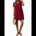 thumbnail image 3 of Vestido Bohemio de Fiesta para Mujer, de Corta, con Botones y Cuello en V, con Bolsillos, Vino Tinto M, 3 of 6
