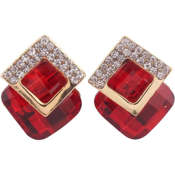 â„¢ Luxury Bridal Rhinestone Crystal Shape Clip on Earrings Non Piercing for Women Ear Clip