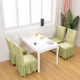 thumbnail image 3 of Chair Cover for Dining Room,Stretch Chair Slipcover with Skirt Furniture Protector Washable Non-slip Jacquard Parsons Chair Protector for Wedding Restaurant Banquet Decor-2 Pcs-light green, 3 of 9