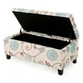 thumbnail image 2 of Noble House Hampton Contemporary Fabric Upholstered Storage Ottoman, White and Blue Floral, 2 of 8
