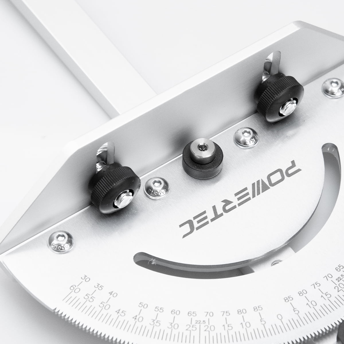 POWERTEC Deluxe Miter Gauge for Table Saw | Miter Guide with 120 Angle Stops, Silver (71143)