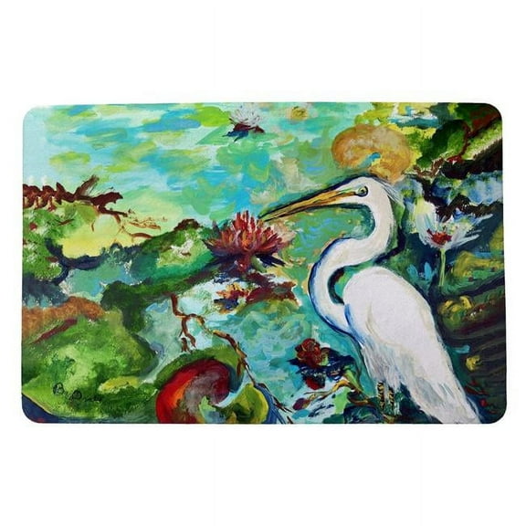 Betsydrake DM1192 18 x 26 in. Egret & Waterlilies Door Mat - Small