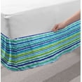 thumbnail image 2 of Vintage Stripe Bed Skirt, Grunge Funny Horizontal Stripes in Green and Blue Tones Pattern, Elastic Bedskirt Dust Ruffle Wrap Around for Bedding Decor, 4 Sizes, Multicolor, by Ambesonne, 2 of 2