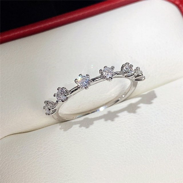 Anillo de lujo con círculo completo y circonitas cúbicas para mujer, anillo con accesorios que combinan con todo, chapado en platino