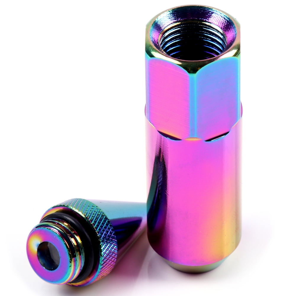 CCIYU Set of 20 Colorful Spline Chrome Wheel lug Nuts for Acura MDX/NSX/TL/TSX for BMW 330Ci/525i/750Li/M6/X5 for Honda for Accord/Civic for Toyota 1994-2010 12×1.5 Drive Close End 60mm Tall