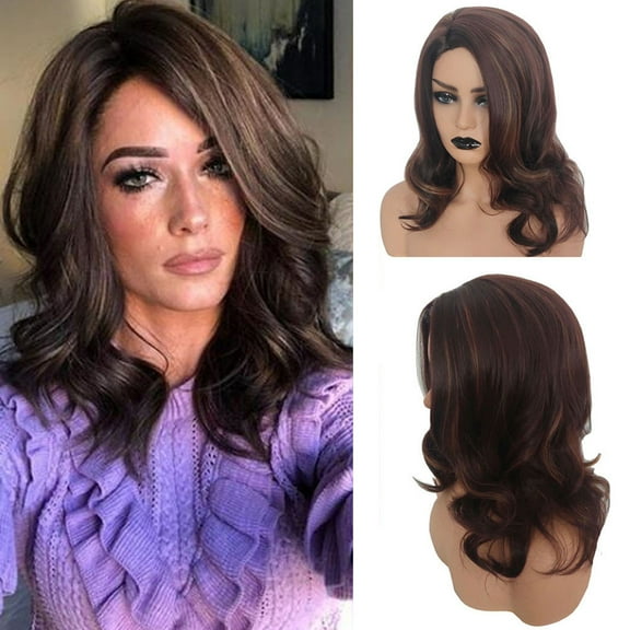 〖SUCS〗Fashion Women Synthetic Short Fluffy Brown Hair Wig Natural Wavy Curly Wigs
