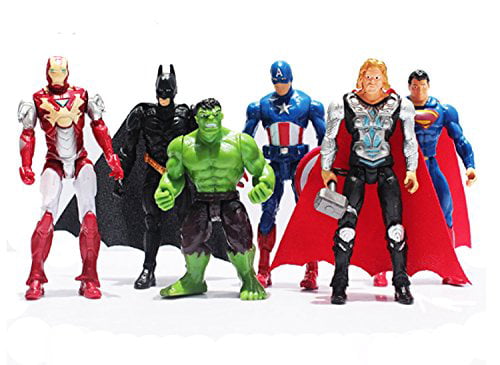 Super Heroes Set Hulk Superman Spiderman Batman Avengers Hero Toy Play Game 