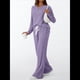 thumbnail image 4 of Conjuntos de Dos Piezas para Mujer, Suéter de Cuello Henley de Otoño, Chándal A Juego, Pijamas Cómodos con Bolsillos Púrpura L, 4 of 7