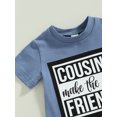 thumbnail image 4 of Trajes Para Bebé NiñO Camiseta De Manga Corta Con Estampado De Letras + Shorts De Cintura EláStica XBTCLXEBCO Azul;6-12 Meses, 4 of 5