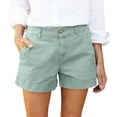 thumbnail image 3 of Bermuda Shorts for Women Summer Cargo Shorts Mid Rise Mini Length with Pockets and Belt Loops Hiking Travel Clothes, XL, 3 of 7
