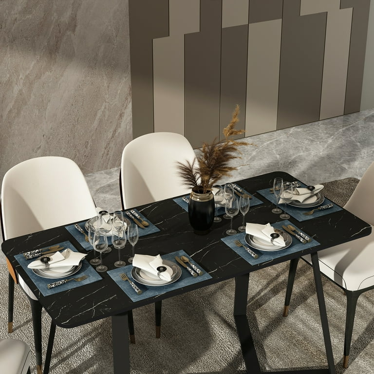 FUFU GAGA Modern Dining Table with Metal Base 54 Inch Black