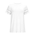 thumbnail image 7 of Women Lace Short Sleeve Shirts Dressy Casual Tops Crew Neck Solid Color Tee Shirt Summer Tops Tunics for Women, 7 of 7