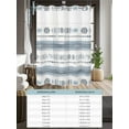 thumbnail image 6 of No Hook Cloth Fabric Shower Curtain with Snap in Liner, White Blue Brush Waterproof Shower Curtains Set with See Through Top Window, Modern Abstract Vintage Texture Bath Curtains Shower 72"x72", 6 of 6