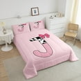 thumbnail image 4 of Erosebridal Letter Initial J Bedding Twin Comforter Set,Kawaii Bow Down Comforter,Ultra Soft Reversible Bedding Sets Twin with Comforter,Cow Print Decor,3pcs, 4 of 8