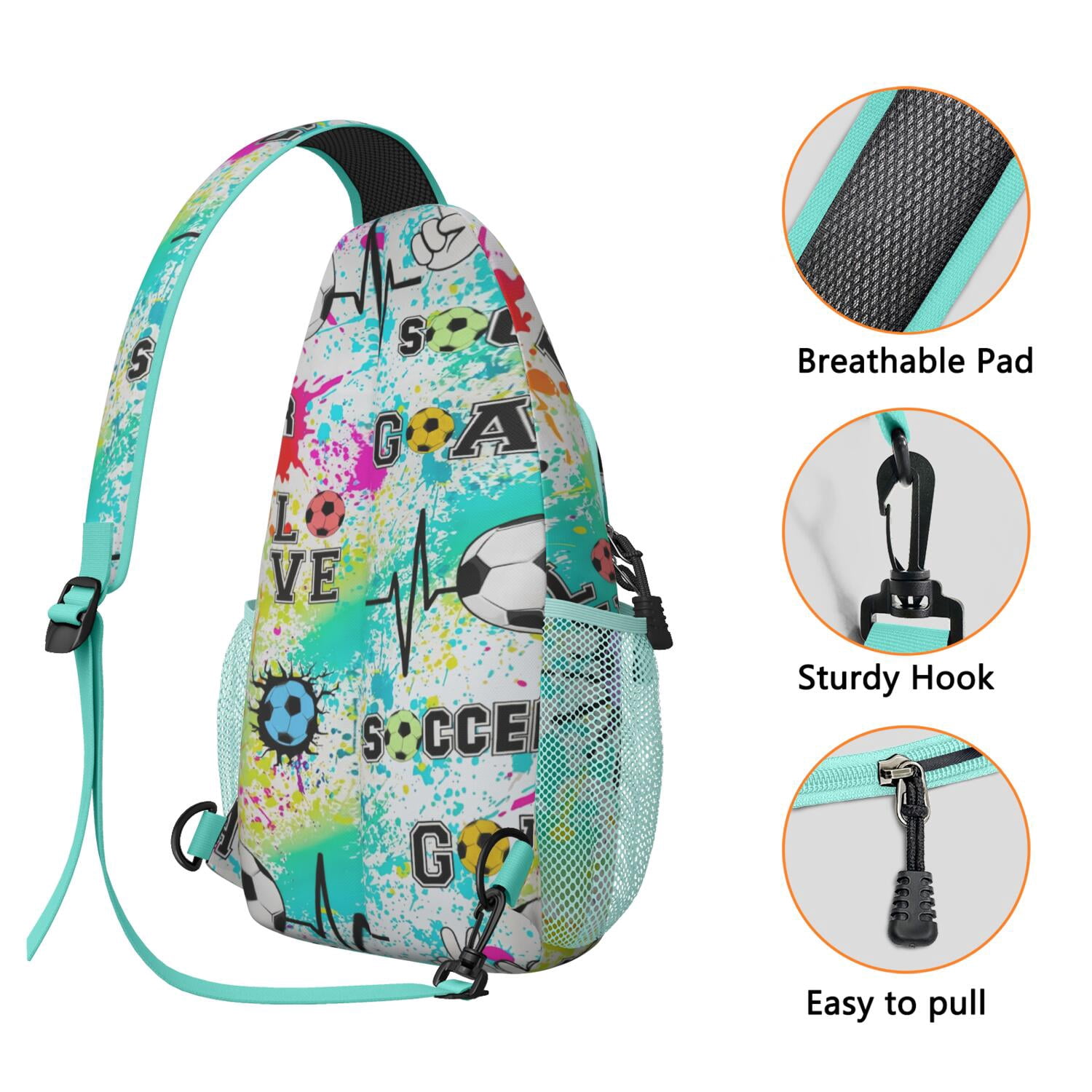 Teen Sports Sling Bag Shoulder Backpack with Softball Print, Mesh Sides Perfect Gift for Boys, Young Players